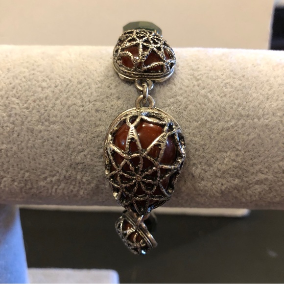 Lucky Brand Jewelry - Lucky Brand Bracelet - Gold & Silver tone w/ red & green acrylic stones, toggle